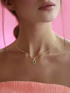 Elegant Vintage French Style Zircon Pendant Necklace for Women, Courtly Charm with Imitation Stone Detail, Perfect Gift, CZ Prong Necklace, Sparkling cz necklace