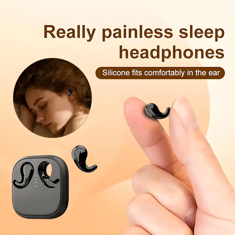Silicone Wireless Sleep Headset Earbuds - Hi-Fi Tuned, 5.1 Transmission, Crystal-Clear Calls, Immersive Stereo, Ergonomic, Smart Touch, Pain-Free, Auto-Connect, Ultra-Compact, Waterproof, Water Resistant, Noise-Canceling, All-Weather Use