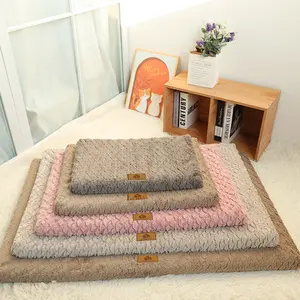 Winter Warm Dog Bed Mat, Wave Shape Sponge Insulation, Removable Washable Plush Pet Bed Pad, Cozy Heated Dog House Accessory Bedding Home