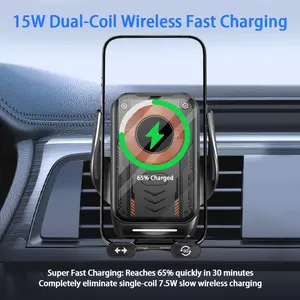 Car Wireless Charging Phone Holder, 15W Wireless Fast Charging, Car Phone Charger, Smart Chip Five-Layer Protection,Car Air Vent Holder, Compatible with iPhone17 16 15 14 13 12 Air Pro Max PLUS, Samsung and Android Smartphones