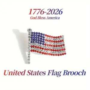 A Rhinestone Alloy American Flag Brooch a Commemorative Pin for Holidays Suitable for Clothing Shoes Packaging Decoration Perfect Gift for Independence Day