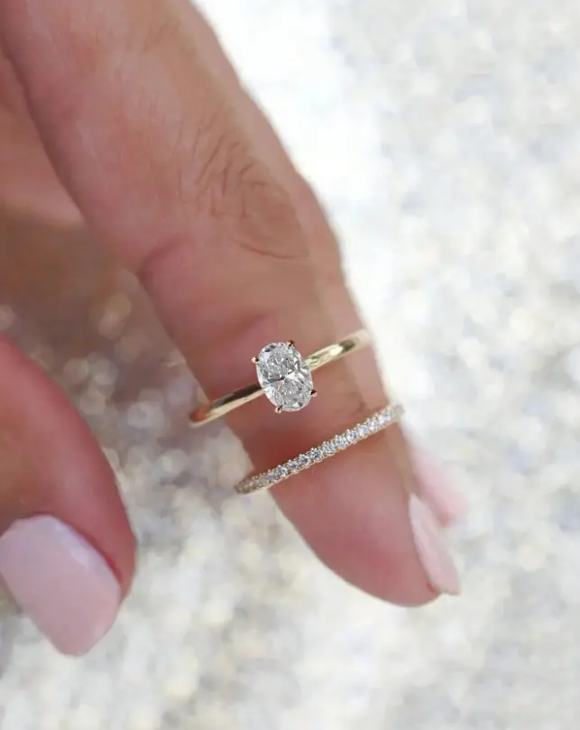 2PCS Oval Engagement Ring Set for Women – Sparkling Wedding Band, Promise Ring, Valentine's Day, Mother's Day & Christmas Gift