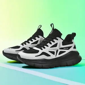 (New)2026 New Unisex Thick-Soled Breathable Running Shoes - Lightweight EVA Cushion,  "Poop Feel" Design, Black & White Colorway for Outdoor Casual Sports & Jogging, Foam Runner Shoes, Active Lifestyle, Sporty Look, Cushioned Sole, Athletic Footwear