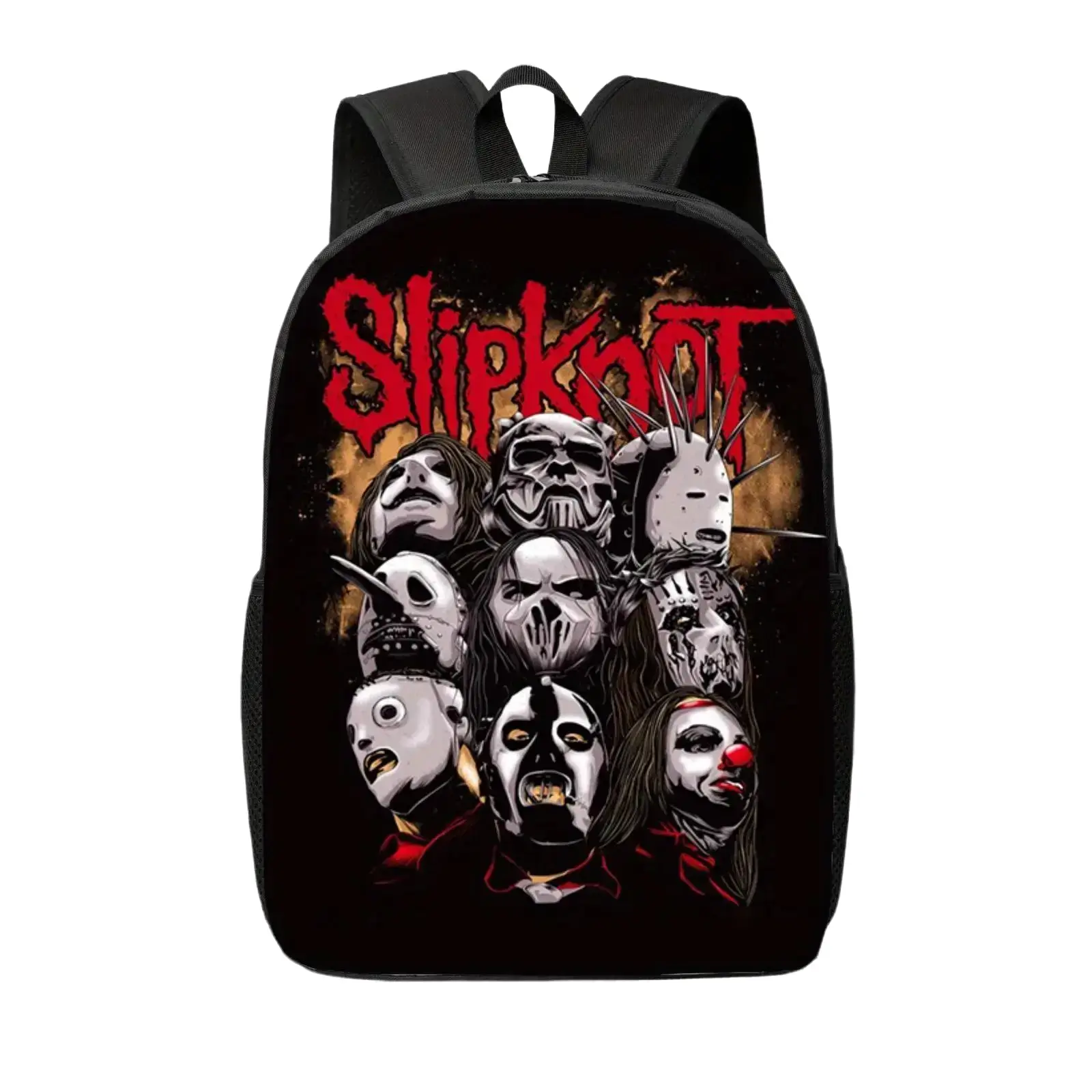 Slipknot Band Graphic Print Backpack - Lightweight Large-Capacity Unisex School Bag for School Use, Foldable, with Adjustable Straps, Side Pockets, Durable Zipper Closure, Hand Washable Casual Bag for Music Fans, Large Size