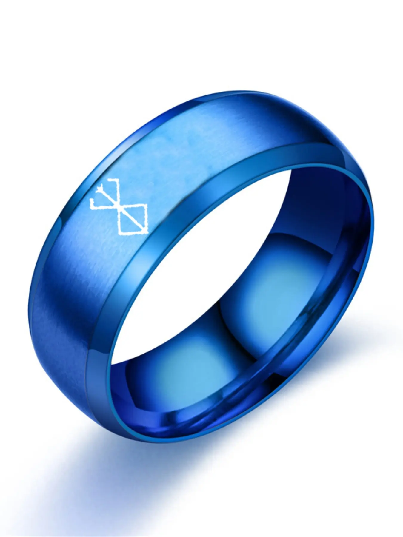Anime Peripheral Jewelry Sword Wind Ring, Stainless Steel Cartoon Logo Laser Personalized Finger Fashion Punk Style Ring, Simple Small Gift Statement Rings