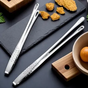 Stainless Steel Long BBQ Tongs, Non-Slip Serrated Tips for Grilling Steak & Bread, Heat-Resistant & Rustproof, Extended Safe Handle, Camping Cooking Must-Have, Multipurpose Grilling Tool for Outdoor, Barbecue Utensils