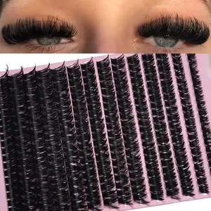 Handmade Cluster Eyelash Extensions, 280pcs 80D D Curl Individual Lashes, 8-16mm Dense Volume Bundle for Dramatic Look