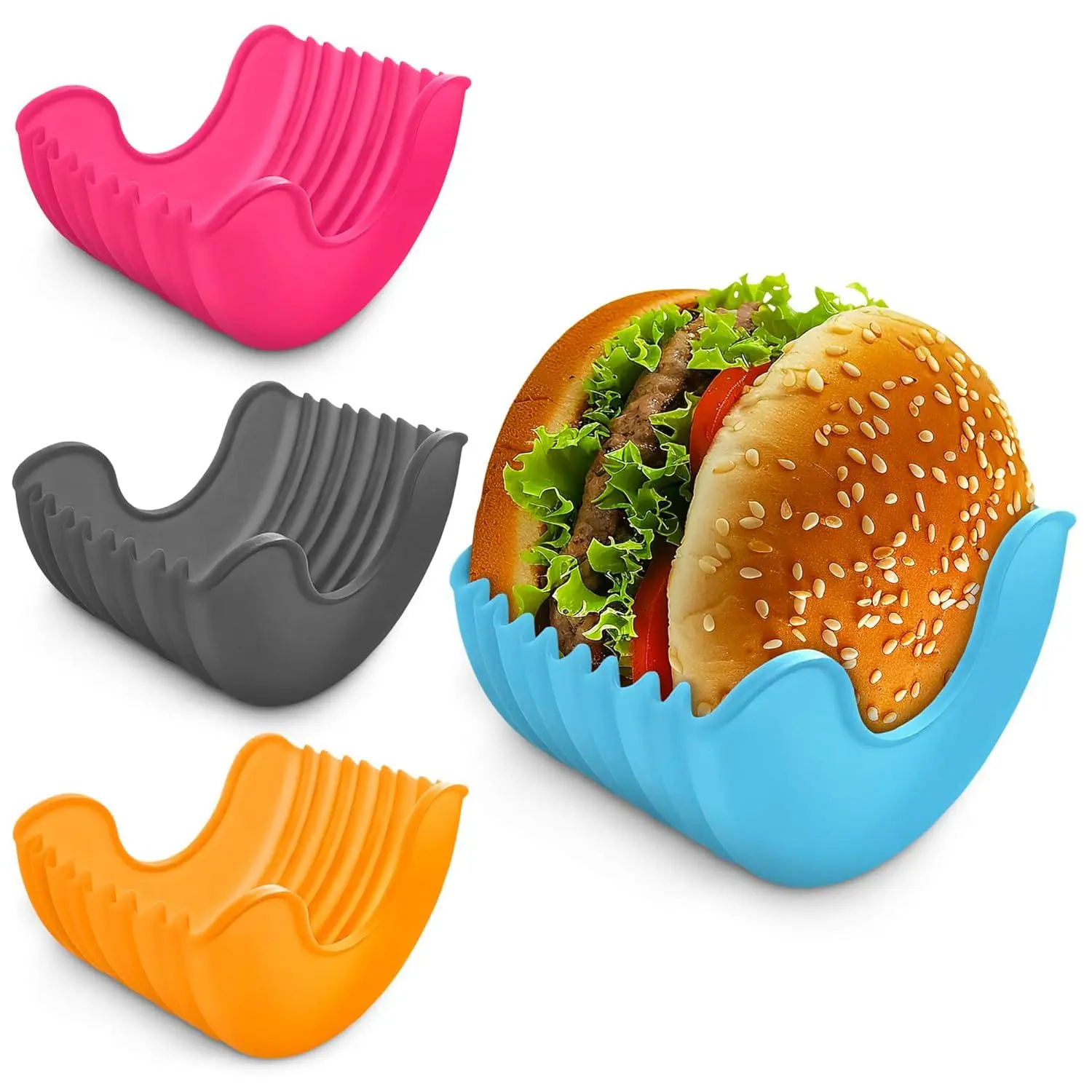 Contactless Hamburger Holder, Anti-Drop Burger Tray, Convenient Food Storage Box, Ideal for Home & Outdoor Use, Durable Design