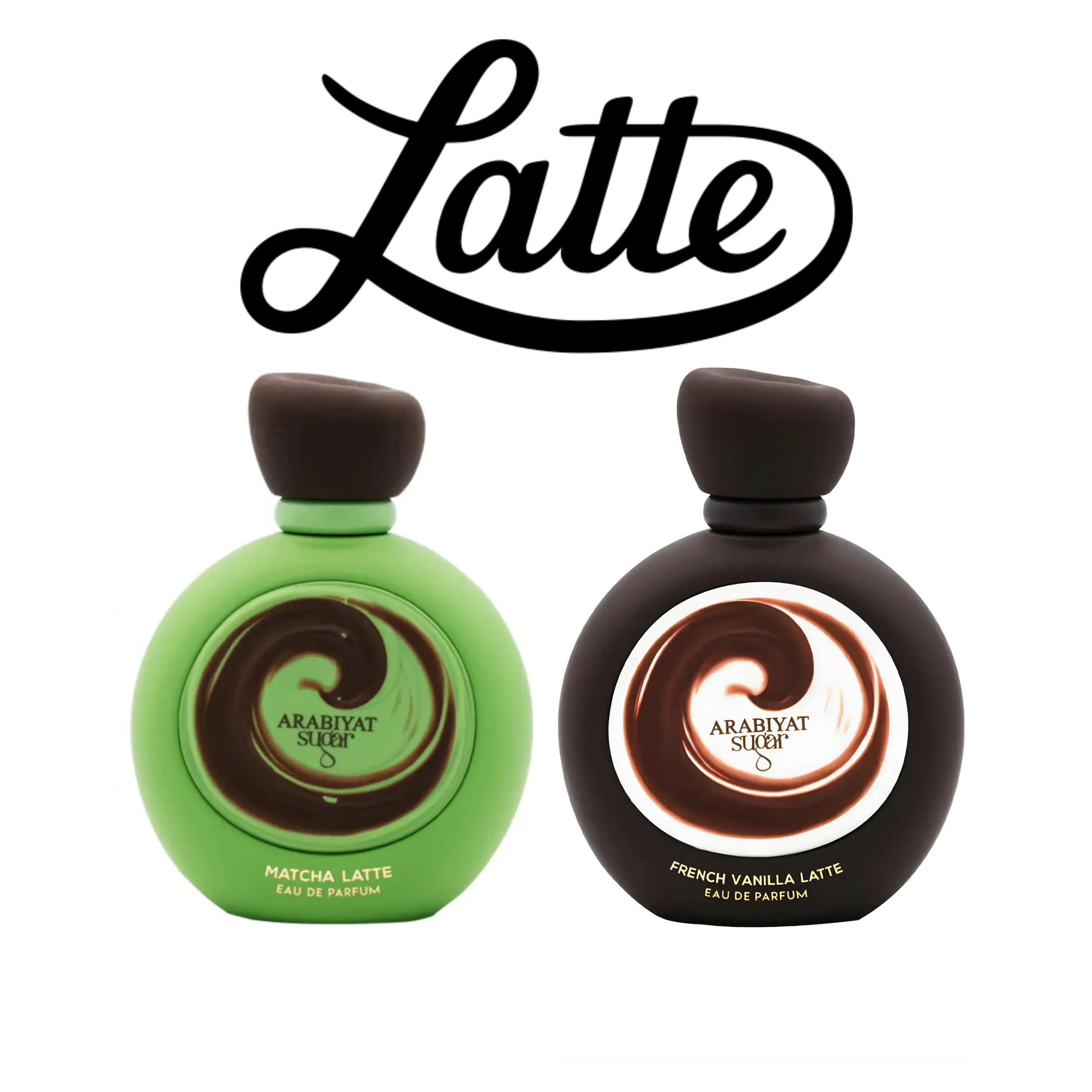 Arabiyat Sugar Latte Duo Collection - Matcha & French Vanilla Eau De Parfum 3.4FL.OZ Caramel Scent Gourmand Fragrance, Confidence, Warmth, Captivating Charm, Multi-Pack, Edp Duo Set, Arabian Scent, Coconut, Rice Milk, Women's Fragrance, Non Toxic, Sandalw