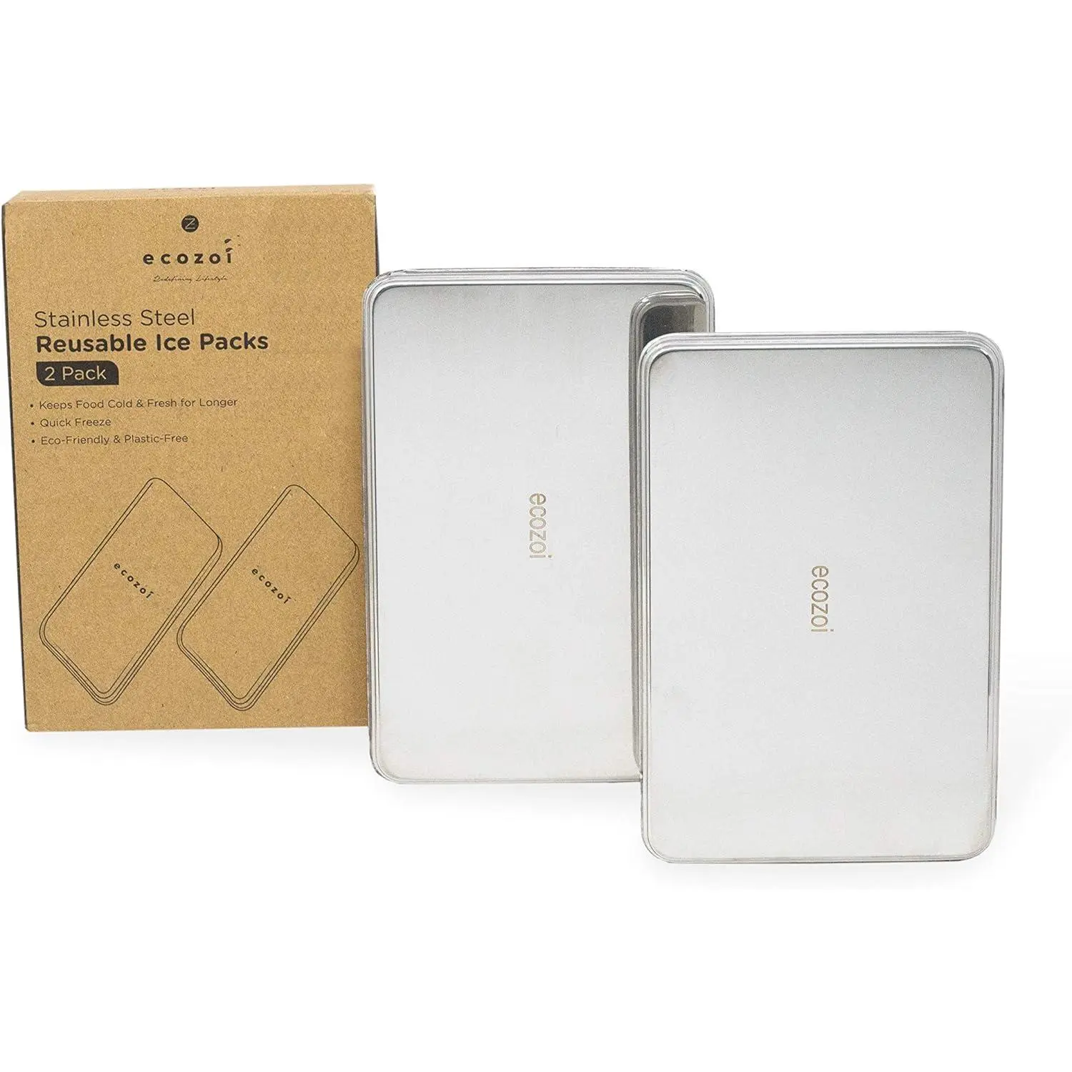 Stainless Steel Freezer PACKS FOR LUNCH Boxes and Lunch Bags, 2 Pack