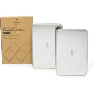Stainless Steel Freezer PACKS FOR LUNCH Boxes and Lunch Bags, 2 Pack