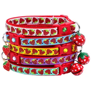Strawberries Safety Breakaway Cat Collar with Jingle Bell and Charm by Pugs2Persians Fruit Berry Strawberry