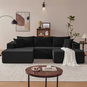 【3 Packages】110” Cloud Sectional Couch, Boneless Sofa for Living Room, Modern Modular Couch with Deep Seat, Upholstered Sofa with L-Shaped Chaise, No Assembly Required
