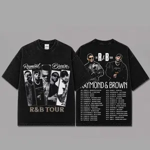 Ver 15 Raymond & Brown Tour 2026 Unisex Oversized Premium Cotton Tee Shirt Washed Tank Top, The Team Breezy Washed Tee Shirt Tank Top , Vintage Music Merch Tee Shirt Washed Tank Top , Music Rap Style, New Album Gift For Fans