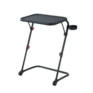 Mainstays Adjustable Folding TV Tray With Cup Holder Black, 20.87"W x 14.76"D x 27.76"H