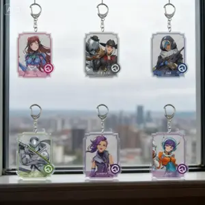 Game Overwatch HD Rectangle Acrylic key chains Genji Pharah Cole Cassidy Sombra Pendant Accessories Bag charm Toy for gift