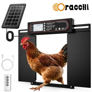Oracchi Automatic Chicken Coop Door Opener, Anti-Entanglement Protection, Large LCD Display, Programmable Timer & Light Sensor Modes