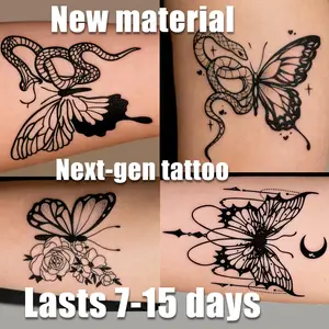 Lasting 7 to 15 days Reusable Temporary Tattoo Stencil Template Half-Permanent Body Art Design  Perfect for DIY Tattoos Makeup Applications for men and women for Tattoo juice Tattoo milk herbal Tattoo Henna pen hand-painted cream emporary Tattoo Ink