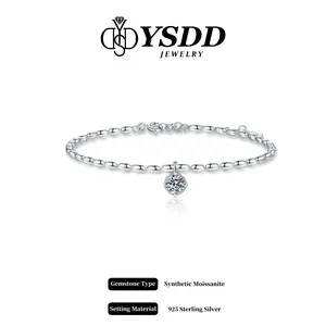 【#502 Holiday&Xmas-7】Daily Beaded Chain 1/2CT Bracelet vvs Synthetic Moissanite Bracelet in 925 Sterling Silver