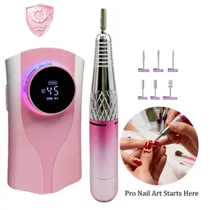 MJQ-1 Cordless Nail Drill for Beginners 30000RPM 45 Speeds LCD Screen Safe Easy Gel Polish Remover Nail Shaper Buffer Home Manicure Practice Kit Nail Art Training Tool Gradient Pink