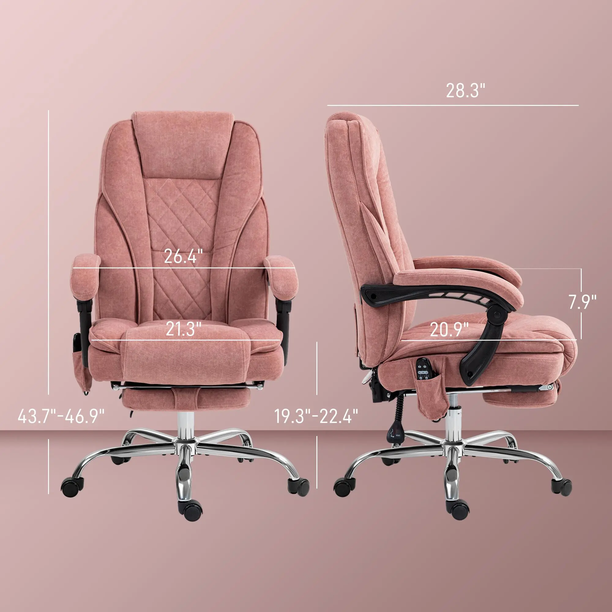 Pink, Velvet + 135° Recline + Heating