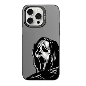 Fashion Skeleton Ghost Face Phone Case for iPhone 16 12 13 mini 11 14 15 Pro Max XR 8 Plus Hard IMD Plastic Horror Skull Cover