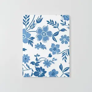 Custom Blue Floral Notebook Cottagecore - Personalized Matte Finish 7" x 5" Soft Cover Lined or Blank Pages Printed in USA