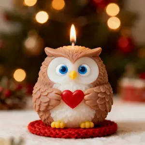 Forest Messenger Owl Wax Candle Mold, Heart-Shaped Handmade Silicone Mould, Cute Pet Atmosphere Decoration, 3D Feather Design, Healing Charm, Handcraft