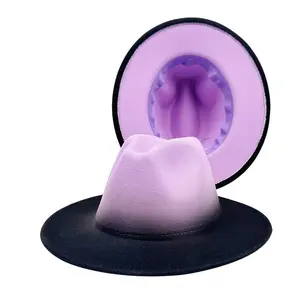 OIDEA Unisex Gradient Fedora Hat - Classic Panama-Style Soft Felt-Look Wide Brim Hat, Cotton-Polyester Material with Inner Drawstring, Ideal for Travel, Wedding