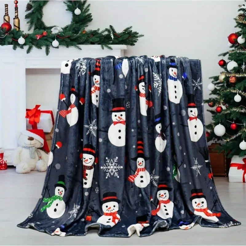 Christmas snowman, luxurious fleece throw blankets, suitable for home, bedroom, sofa, travel, home, high-end gifts, perfect for gifting! Ultra-light, soft, warm plush cover blanket, made of 100% polyester material, does not pill or fade.