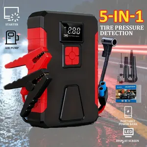 12V Emergency Car Jump Starter & Portable Power Bank – Tire Inflator, LED Light & Jump Starter All-in-One，jumpStarter for 10.0L Gasoline and 8.0LDiesel Fngines Automotive Tool Kit Auto Accessories