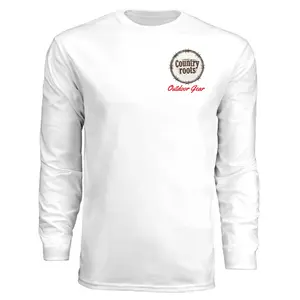 Male Fish ON Outdoor Fishing Gear Long Sleeve Shirt, 100% Lightweight Polyester, Tag-Free Neck, Moisture Wicking Sports Top