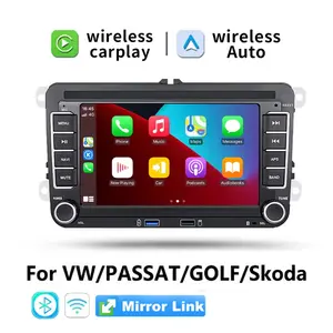 Bileeko 7 Inch 2din HD Car Audio Video Host, Compatible with Volkswagen Seat Skoda Passat Golf Polo, Carplay Android Auto
