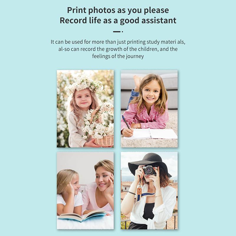 Mini Picture Printer, Portable Printer, Pocket Sticker, Receipt Printer, 203 DPI Resolution, Multifunctional Printer with 1000mAh Battery for Journal, Notes, Photo