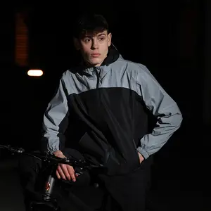 Outdoor Motorcycle Riding Reflective Jacket Sports Hooded Windproof Night Running Coat Fashion Casual