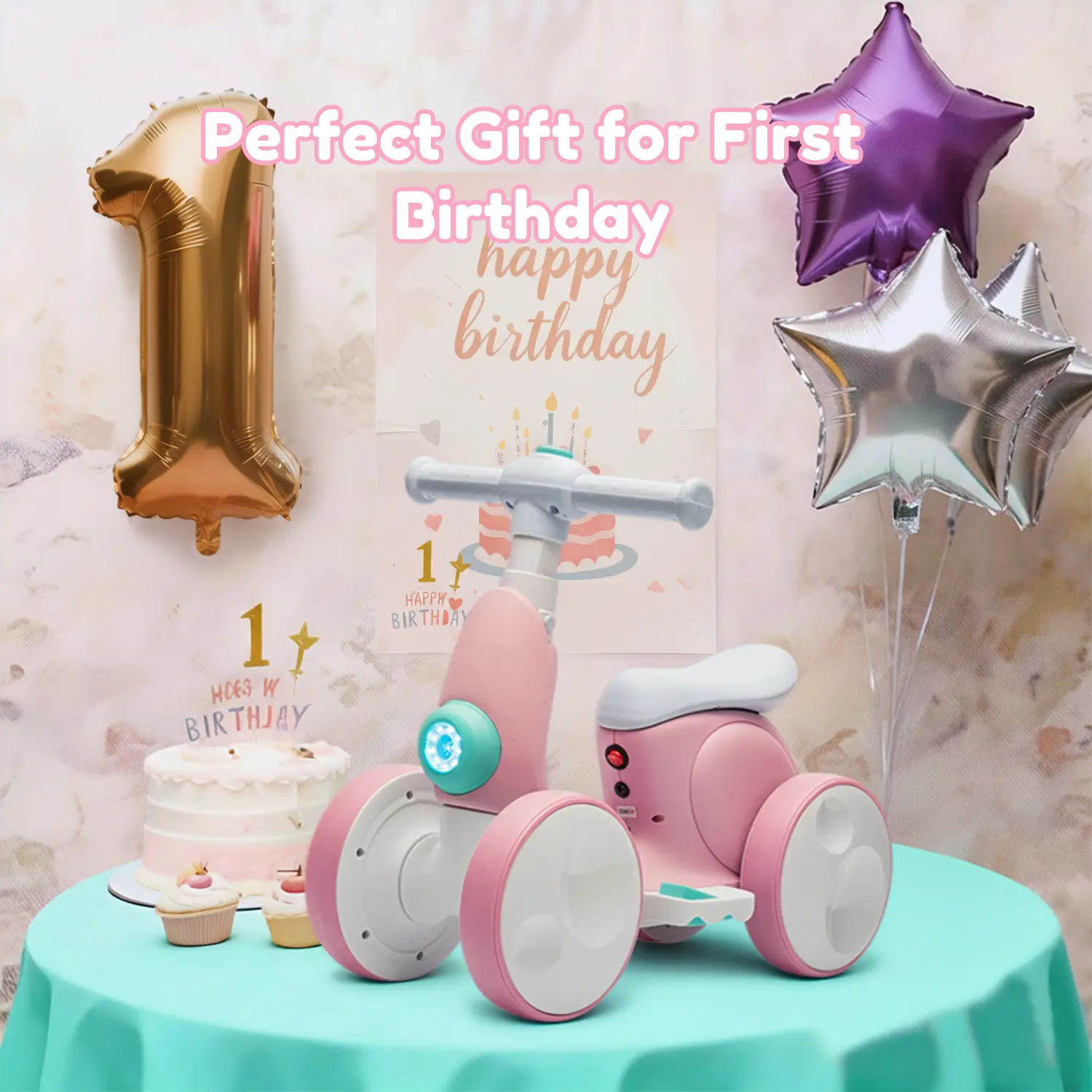 【SummerSale 】IHUESHO 6V Electric Bubble Car Bubble Bike Ride-On 4-in-1 Balance Toy with Remote Control Pedal Mode & Automatic Bubble Blower Ideal Christmas Gift for Toddlers Age 1-3