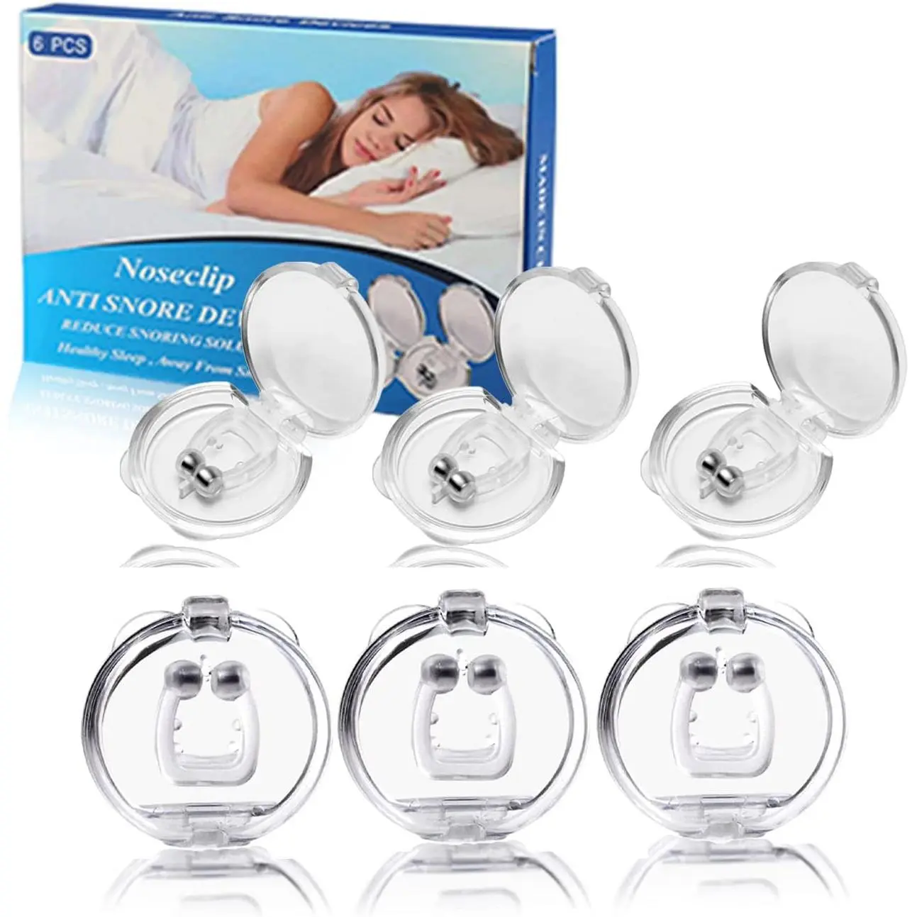 Anti Snoring Devices (6PCS), Anti Snoring Nose Clip,Silicone Anti Snoring Device Snore Stopper,Snoring Solution,Snoring Devices for Men,Stop Snoring,Travel Quieter Sleep Help Stop Snoring Box Healthcare