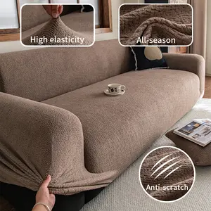 All-Season Plush Sofa Cover, Soft Comfortable Fabric, Durable Anti-Slip, High Elasticity, Pet Friendly, Easy to Clean, Soft Sofa Protector
