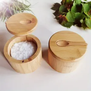 1pc Moisture Resistant Wooden Salt Jar Seasoning Box | Made of Solid Wood Material with Simple and Elegant Aesthetic, Translation Opening Magnetic Suction Design Saves Space and is Stacked for Storage Kitchen Gadgets