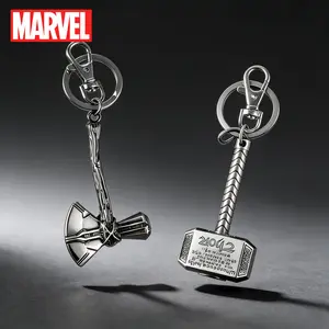 1PC Marvel Thor Mjolnir Stormbreaker Keychain Officially Licensed Collectible Super Hero Weapon Anime Peripheral Backpack Decoration Car key Pendant Desk Ornament Durable Exquisite Alloy Gift