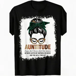 Funny Uncle Tshirt Don't Mess With My Nephew Pattern Soft Cotton Retro Casual Round Neck Short Sleeve Tshirt for Men and Women Family Gift