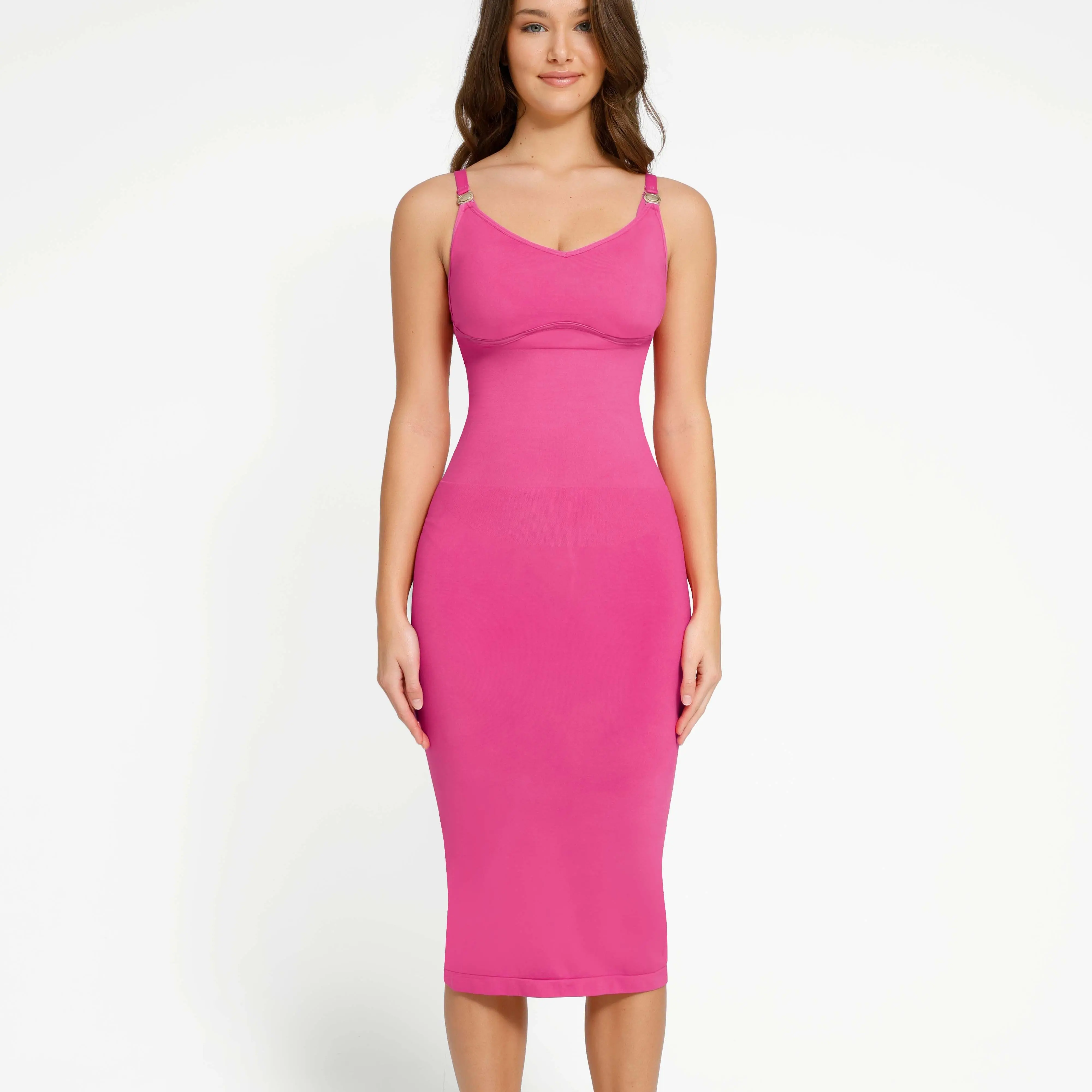 V-neck metal buckle shoulder strap-Pink