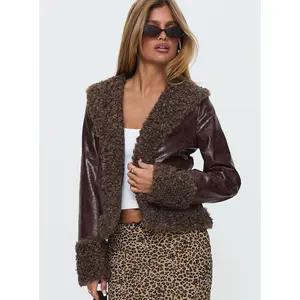 Found A Reason Faux Leather Jacket Brown