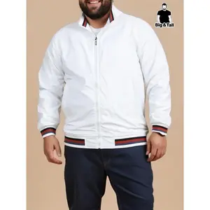 【PlusSize】Men'sRegularFitContrastTrimZipUpJacket,CasualFashionWindproofLongSleeveCollaredOuterwearforDailyWear,Men'sClothesforSpring&Fall,Coats