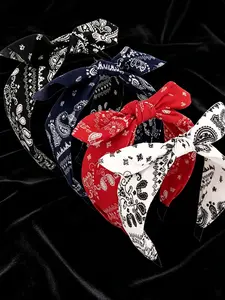 4Pcs Wide Non-Slip Stretchy Headbands for Women - Rabbit Ear Bow Bandana Knotted Hair Accessories, Female Daily & Party Gift Options,summervibes