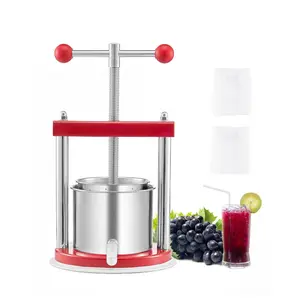 VEVOR 0.44 Gal/1.65L Fruit Wine Press, 2 Stainless Steel Barrels, Manual Juice Maker, Cider Apple Grape Tincture Honey Olive Oil Making Press with T-Handle for Outdoor Kitchen Home