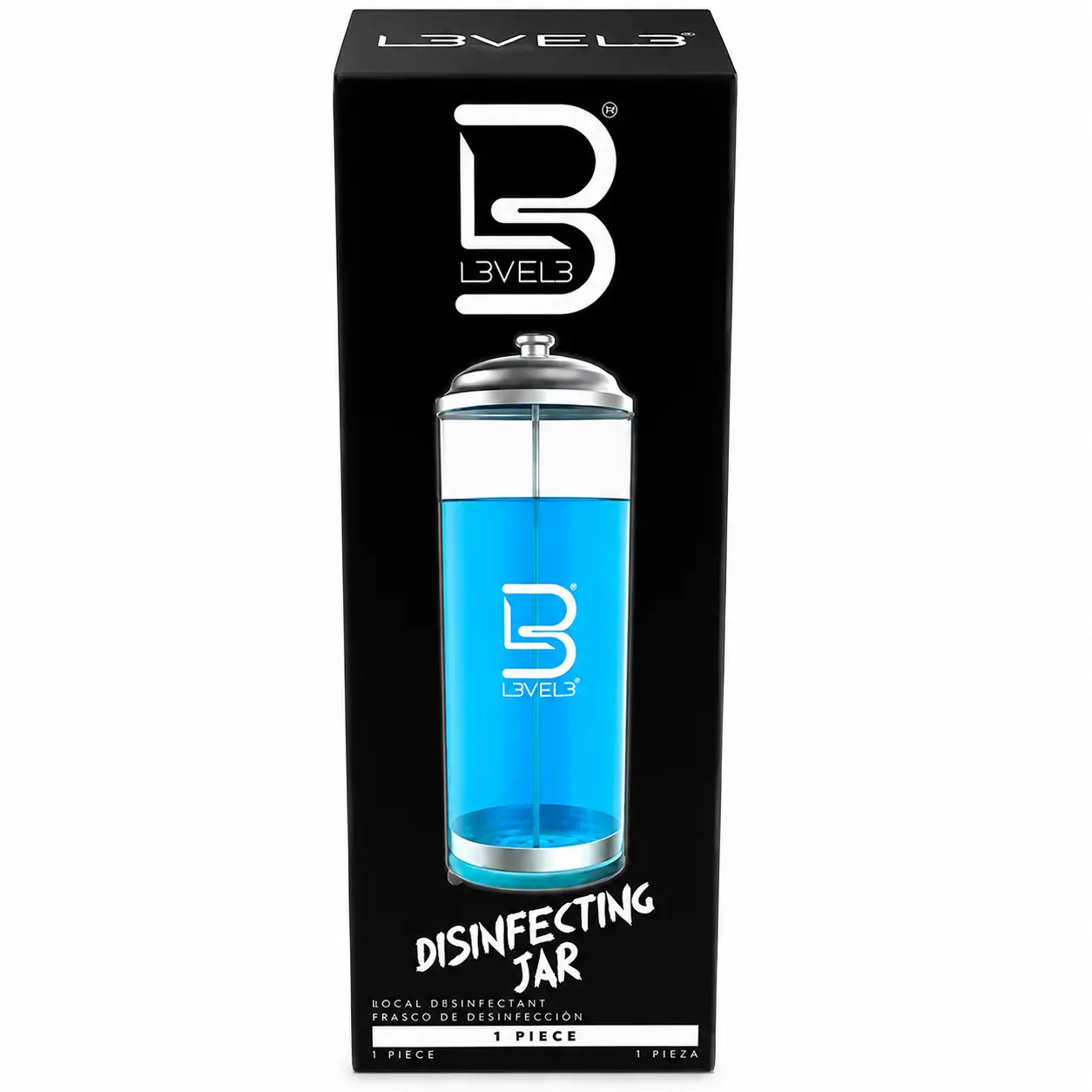 L3VEL3 Disinfecting Jar for Barber and Salon Tools – 1 Piece
