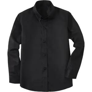 Boys' Button Down Dress Shirts Kids Long Sleeve Solid Collared Uniform Shirt for Toddler Boy (Size 2T-20)