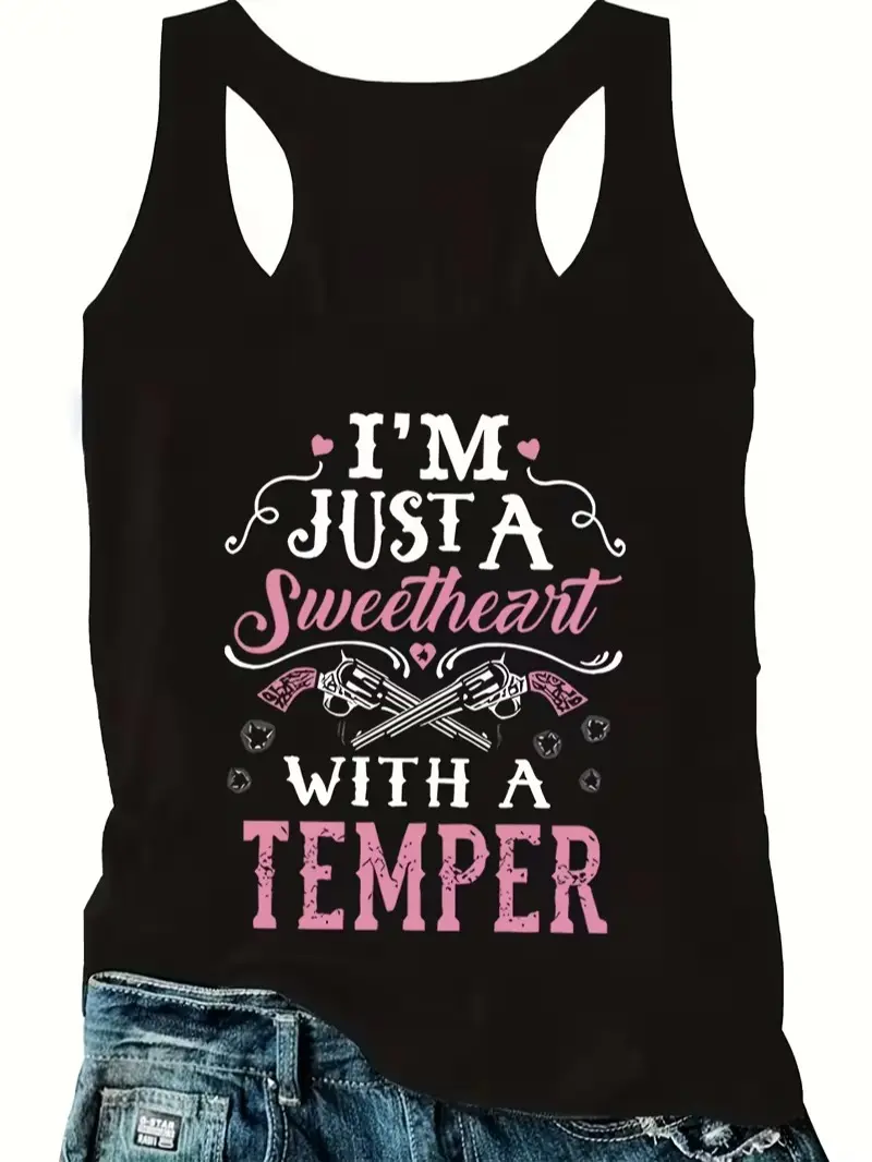 Vintage Ornament Scroll Heart Graphic Cotton Blend Racerback Tank | Western Loose Fit Top