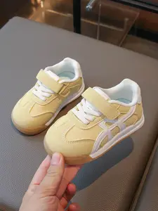 Colorblock Line Pattern Casual Shoes, Low-Top Buckle Soft Sole Sneakers for Boys & Girls, All Season Comfortable Outdoor Play